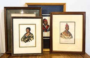 lot 188 image: Group of Four Framed Hand Colored Prints of Native Americans