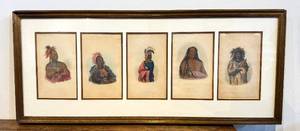 lot 189 image: Group of Five Framed Colored Prints of Native Americans George Cadin