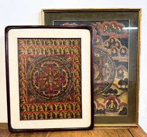 lot 190 image: Group of Two Framed Tibetan Tanka