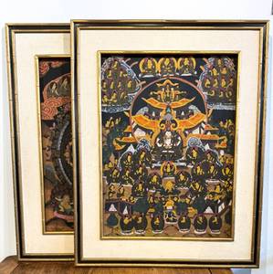 lot 191 image: Pair of Tibetan Painted Tankas Framed