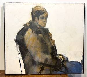 lot 195 image: Modernist Portrait of a Man Oil On Canvas