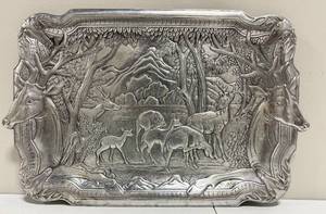 lot 1 image: Vintage Arthur Court Designs Metal Elk Herd Tray
