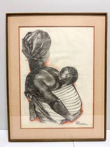 lot 211 image: Signed Graphite and Colored Pencil on Paper Drawing