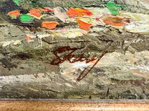 lot 220 image: Nice Impressionist Oil on Canvas Painting Illegibly Signed