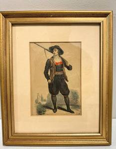 lot 28 image: 19th Century Hand-colored Etching of Man