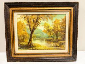 lot 233 image: Oil on Canvas Painting Signed Cantrell Vintage Landscape