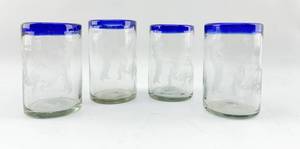 lot 40 image: Group of 4 Mexican Etched Cups