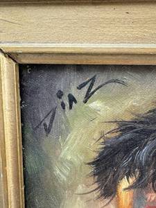 lot 235 image: Vintage Painting of a Man Smoking, Oil on Canvas