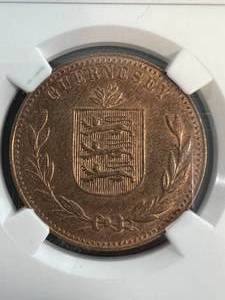 1947-H GUERNSEY 8 DOUBLES NGC MS65RB