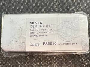 10 TROY OZ .999 FINE SILVER NADIR BAR