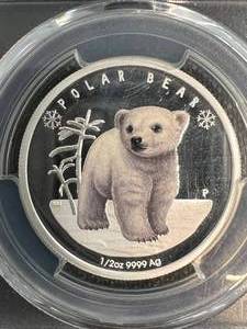 � OZ .9999 FINE SILVER 2017 POLAR BEAR CUB ROUND PCGS PR69DCAM
