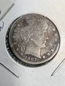 1907-D US BARBER QUARTER