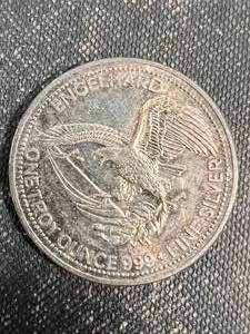 1 TROY OZ .999 FINE SILVER 1985 AMERICAN PROSPECTOR ROUND