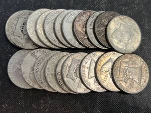 ROLL OF 20 MIXED US FRANKLINKENNEDY HALF DOLLARS ALL 1964 AND EARLIER