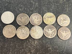 GROUP OF 10 US QUARTERS 6 BARBERS 4 WASHINGTONS