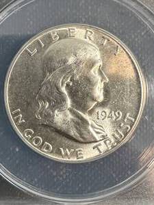 1949 US FRANKLIN HALF DOLLAR ANACS MS62
