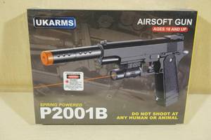 lot 45 image: UKArms P2001B Spring Powered Airsoft Pistol with Laser