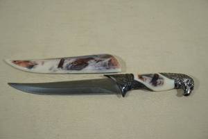 lot 81 image: Eagle Head Damascus Style Blade Collectors Knife