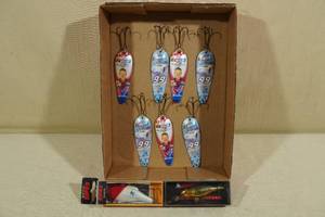 lot 85 image: 7 6 Nascar Fishing Spoons with Two Rapala