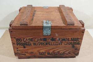 lot 112 image: Honeywell 40mm Grenade Shell Box -Dated 1968