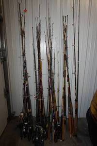 lot 157 image: HUGE Assortment of Fishing Poles - Daiwa, Garcia, Berkley