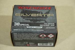 lot 165 image: 20 Winchester Silvertip 38 Special 110 Gr Defense JHP Ammo