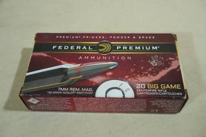lot 171 image: 20 Federal Premium Big Game 7mm Rem Magnum 160 Gr Nosler Partition Ammo