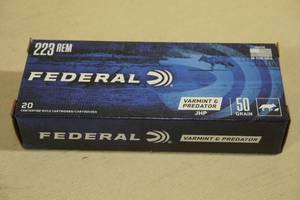 lot 174 image: 20 Federal Varmint & Predator .223 Rem 50 Gr JHP Ammo