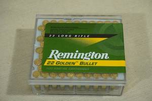 lot 189 image: 100 Remington Golden Bullet .22 LR Plated RN Ammo