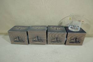 lot 216 image: 4 Lucky Shot Whiskey Glasses with Bullet Shall Not Be Infringed