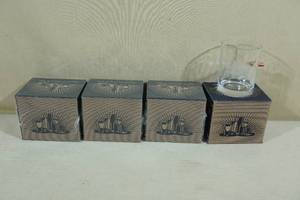 lot 220 image: 4 Lucky Shot Whiskey Glasses with Bullet USA