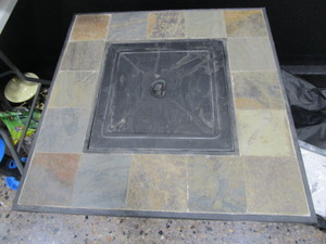 lot 304 image: Slate Tabletop Gas Fire Pit 30x30x25