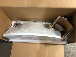 lot 6 image: AKDY 30 in. Convertible Kitchen Wall Mount Range Hood with Lights in White Painted Stainless Steel Customer Returns See Pictures