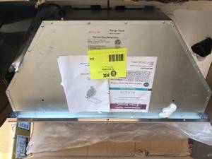 lot 24 image: 27.75 in. 900 CFM Ducted Insert Range Hood in Stainless Steel and White Glass with Lights Customer Returns See Pictures