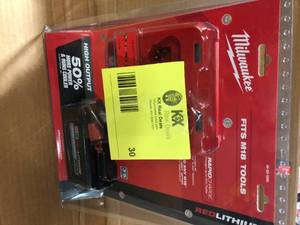 lot 30 image: Milwaukee M18 18-Volt Lithium-Ion HIGH OUTPUT Starter Kit with XC 8.0Ah Battery and Rapid Charger Customer Returns See Pictures