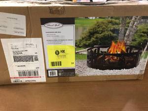 lot 31 image: Pleasant Hearth Wilderness 36 in. x 12 in. Steel Fire Pit Ring in Black Customer Returns See Pictures