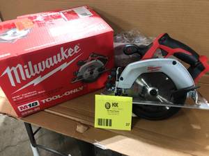 lot 37 image: Milwaukee M18 18V Lithium-Ion Cordless 6-12 in. Circular Saw (Tool-Only)  Customer Returns See Pictures