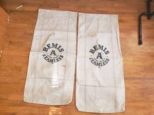 lot 43 image: Lot of 2 Bemis A Extra Heavy Seamless Seed Bags, 64 & 74