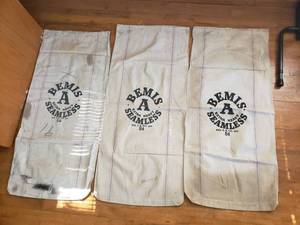 lot 47 image: Lot of 3 Bemis A Extra Heavy Seamless Seed Bags, 84