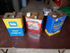 lot 150 image: Linseed Oil, Turpentine, Coleman Camp Fuel