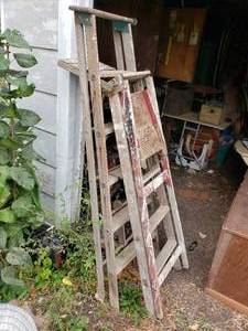 lot 219 image: Pair  of Wooden Step Ladders