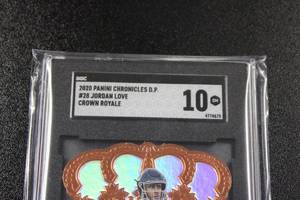 lot 2 image: 2020 Panini Chronicles Draft Picks Crown Royale Jordan Love #28 Rookie Card SGC 10