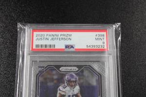 lot 6 image: 2020 Prizm Justin Jefferson #398 Rookie Card PSA 9