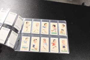 lot 90 image: Vintage 1927 John Player & Sons Football Caricatures By Mac Soccer Trading Card Lot  49 Cards