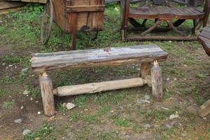 lot 966 image: Handmade Wood Log Bench