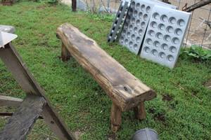 lot 1025 image: Handmade Wood Log Bench
