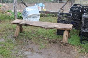lot 1026 image: Handmade Wood Log Bench