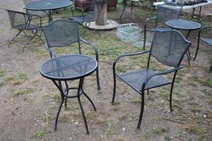 lot 991 image: MetalWrought Iron Patio Table Set - Table and Two Chairs