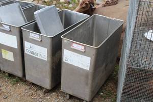 lot 1064 image: Lot of (2) Stainless Steel Storage Bins on Caster Wheels