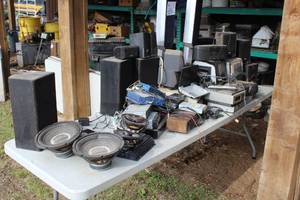 lot 1154 image: Lot of (Over 25) Misc. Stereo Equipment - Receivers, Compact Stereo, Stereo Speakers, Car Speakers, DVD Players, Power Cords and more